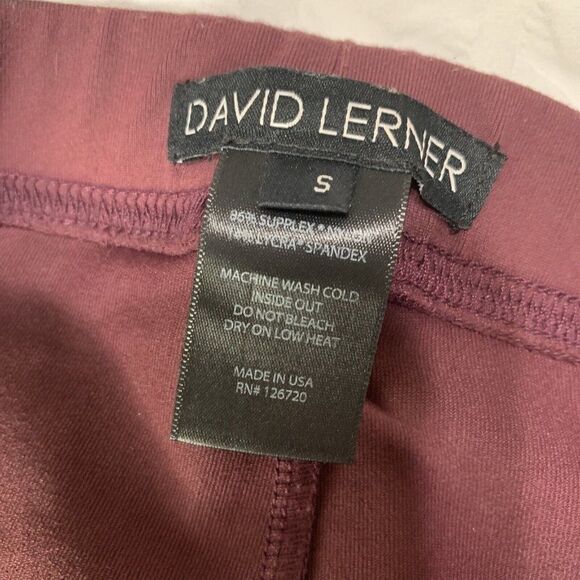 David Lerner Womens Solid Purple Plum Faux Vegan Leather Leggings Small - Picture 3 of 4